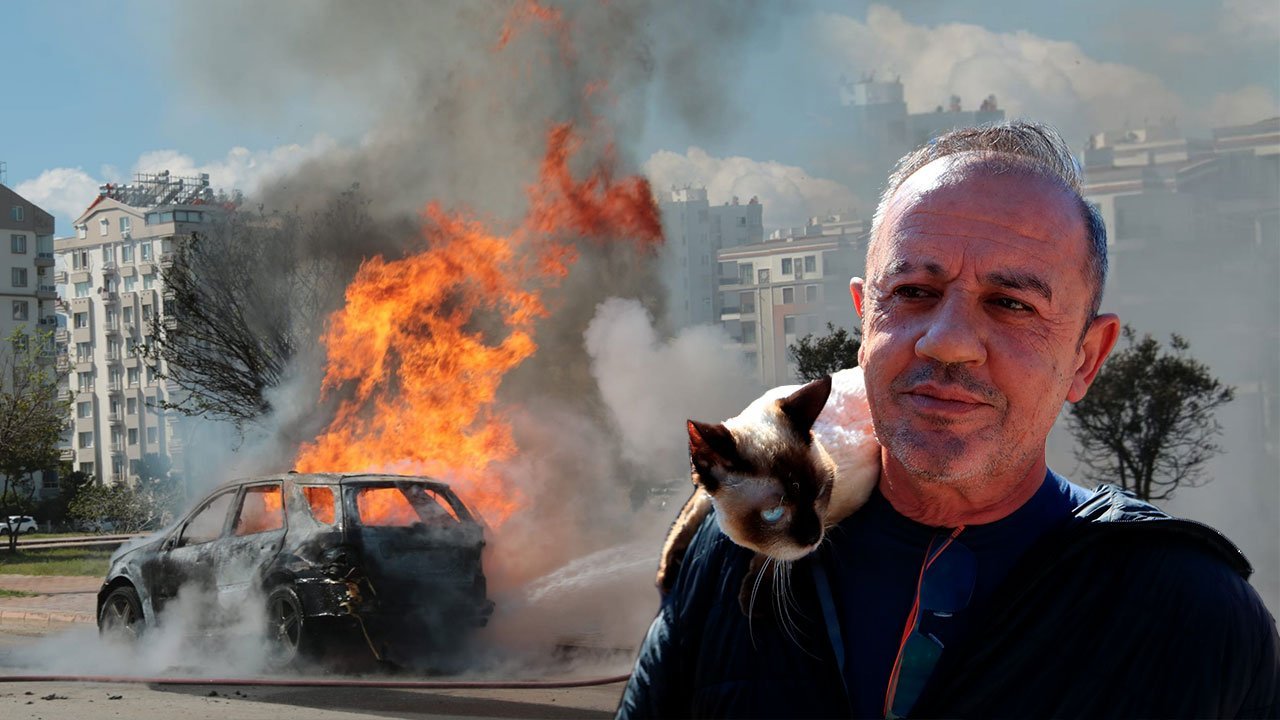 Antalya'da otomobil alev aldı: Sürücü kedisiyle son anda kurtuldu