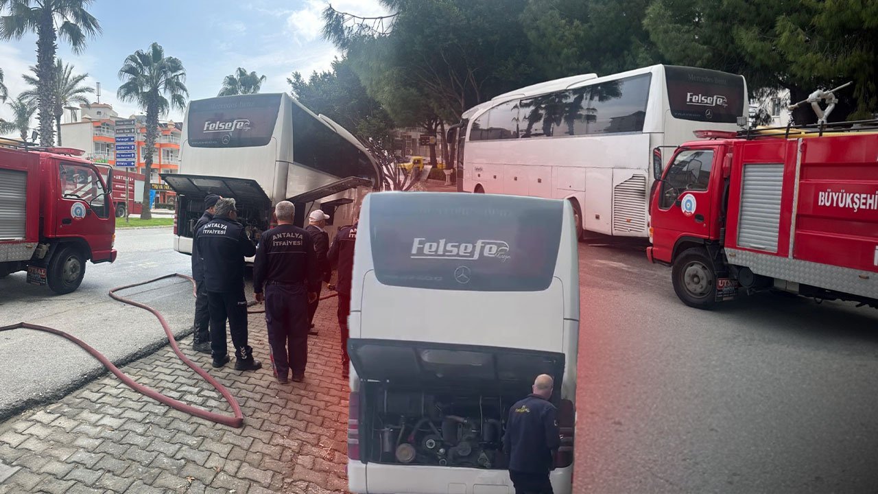 Antalya'da park halindeki otobüste korkutan yangın!
