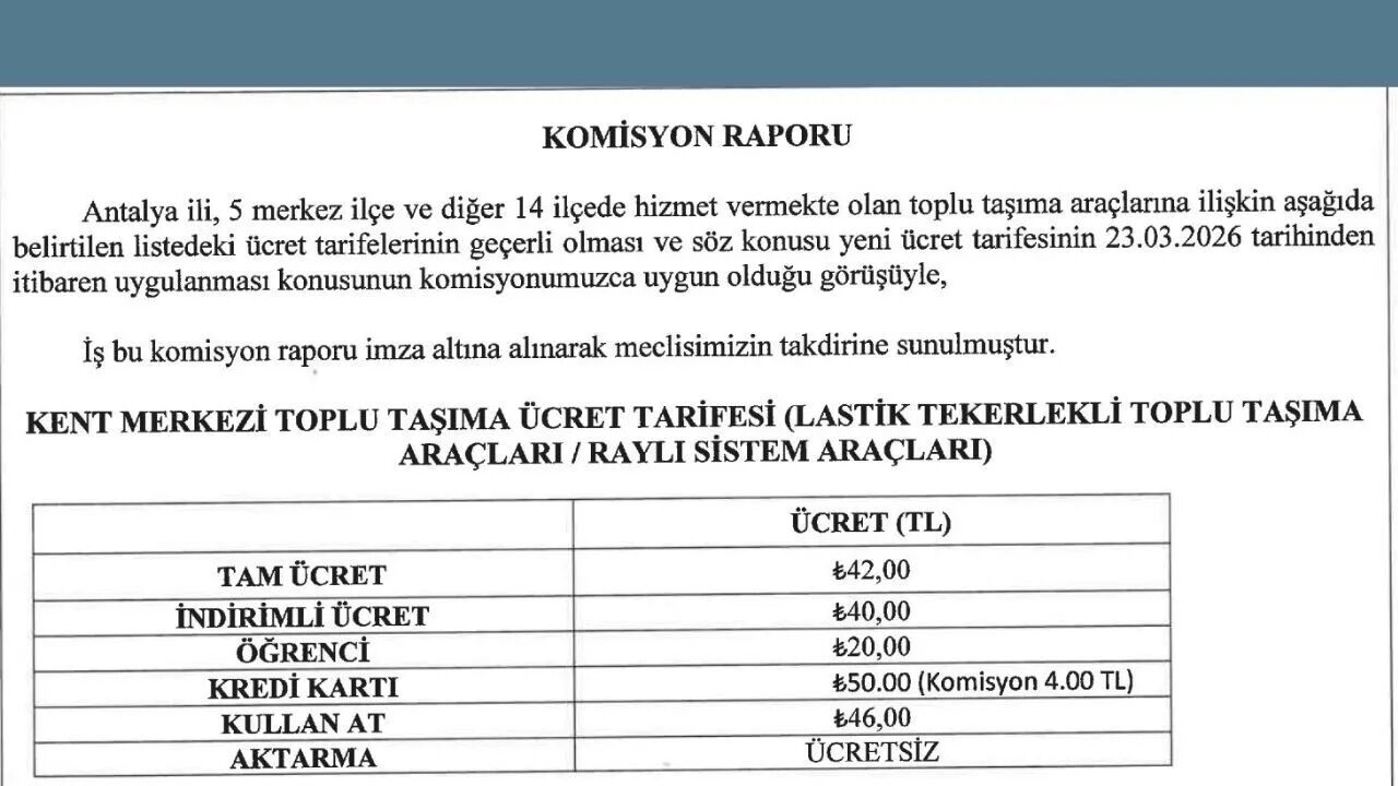 Antalya Ulaşım Zamm