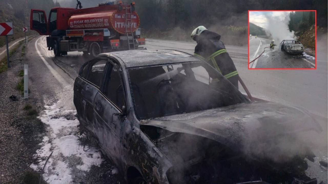 Bucak’ta seyir halindeki otomobil küle döndü!