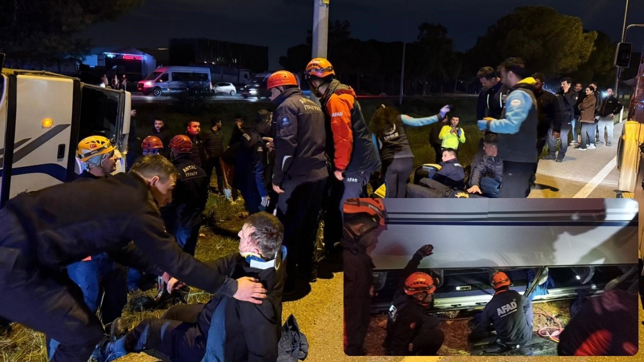 Döşemealtı’nda cezaevi otobüsü devrildi: 16 yaralı var