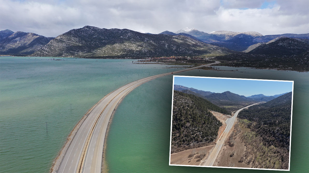 Antalya-Konya yolu trafiğe açılmıştı: Son durum havadan görüntülendi