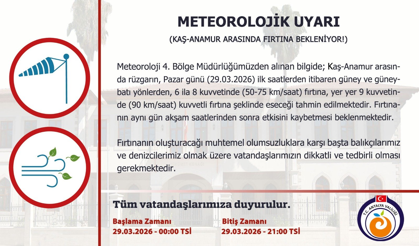 Fırtına Uyarı Antalya