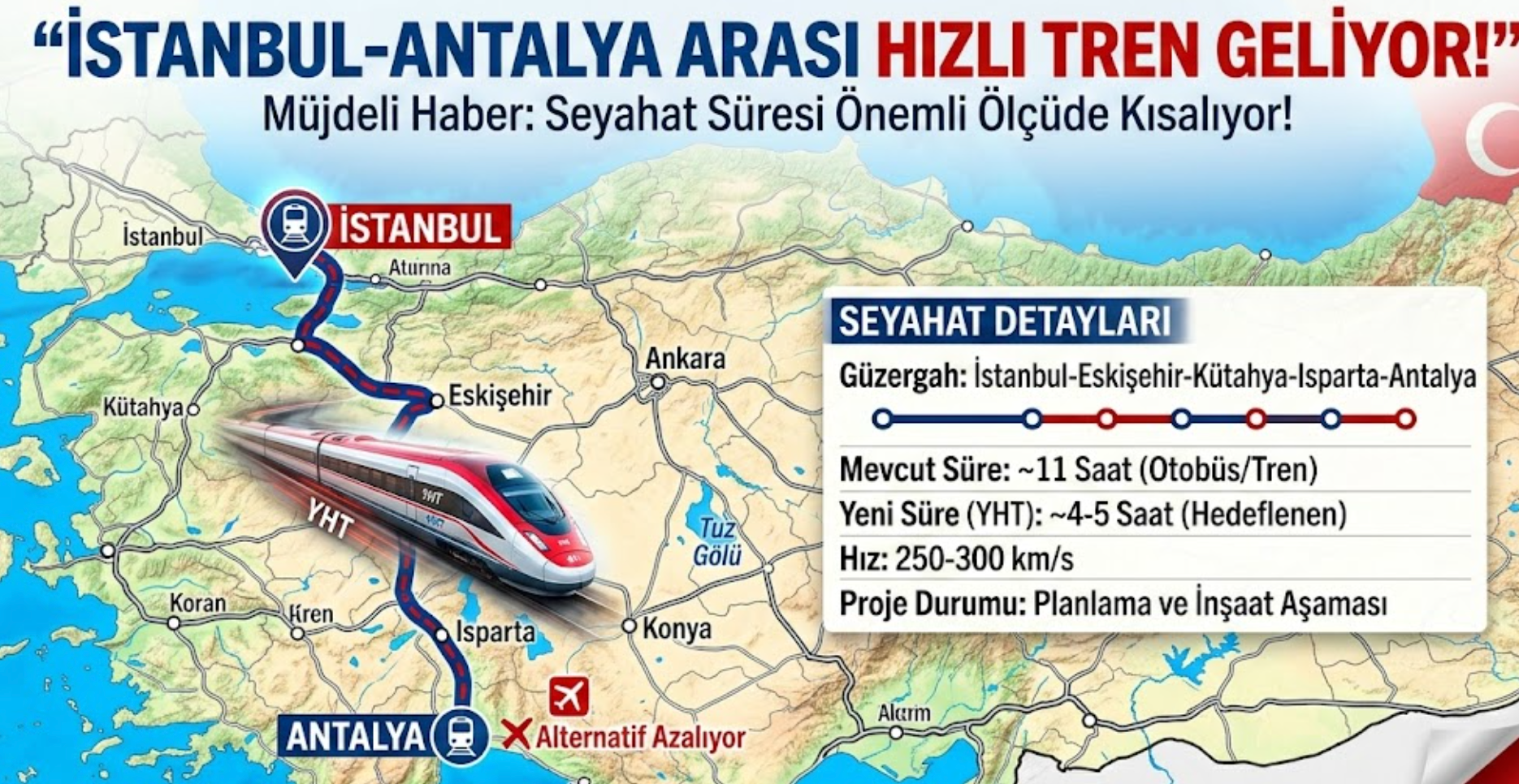 Hayaldi gerçek oldu: İstanbul Antalya arasına hızlı tren geliyor