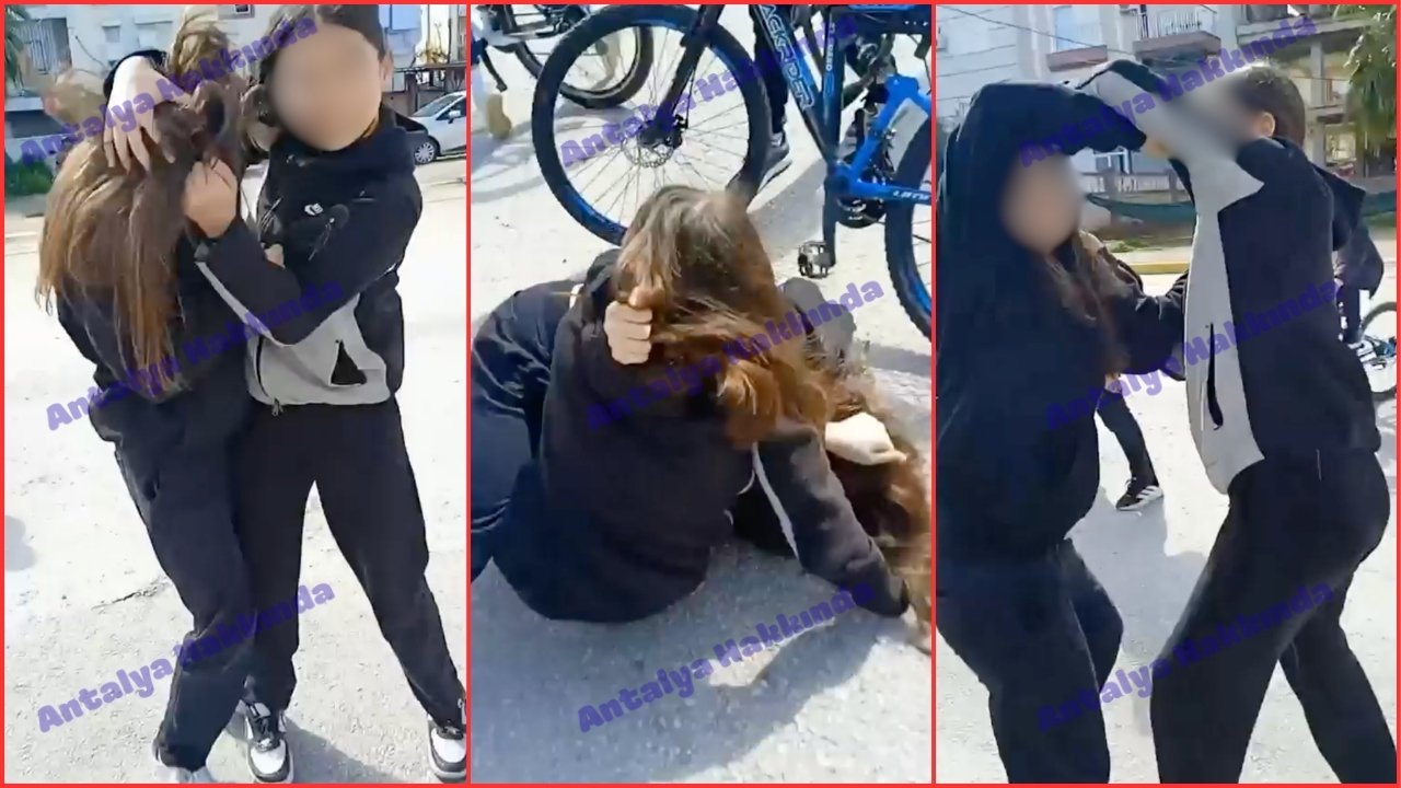 Antalya'da kız çocukları saç baş birbirine girdi!