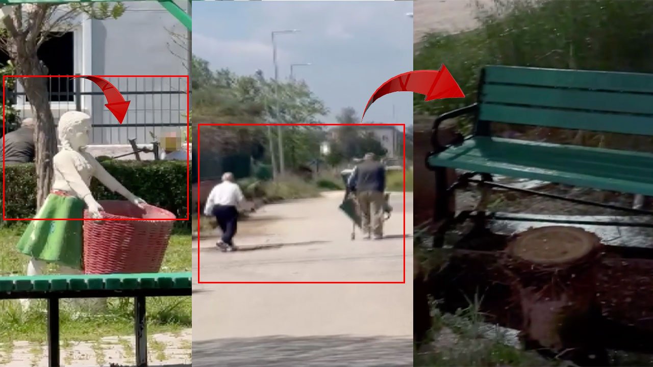 Antalya'da pes dedirten olay: Parktaki bankı böyle çaldılar!