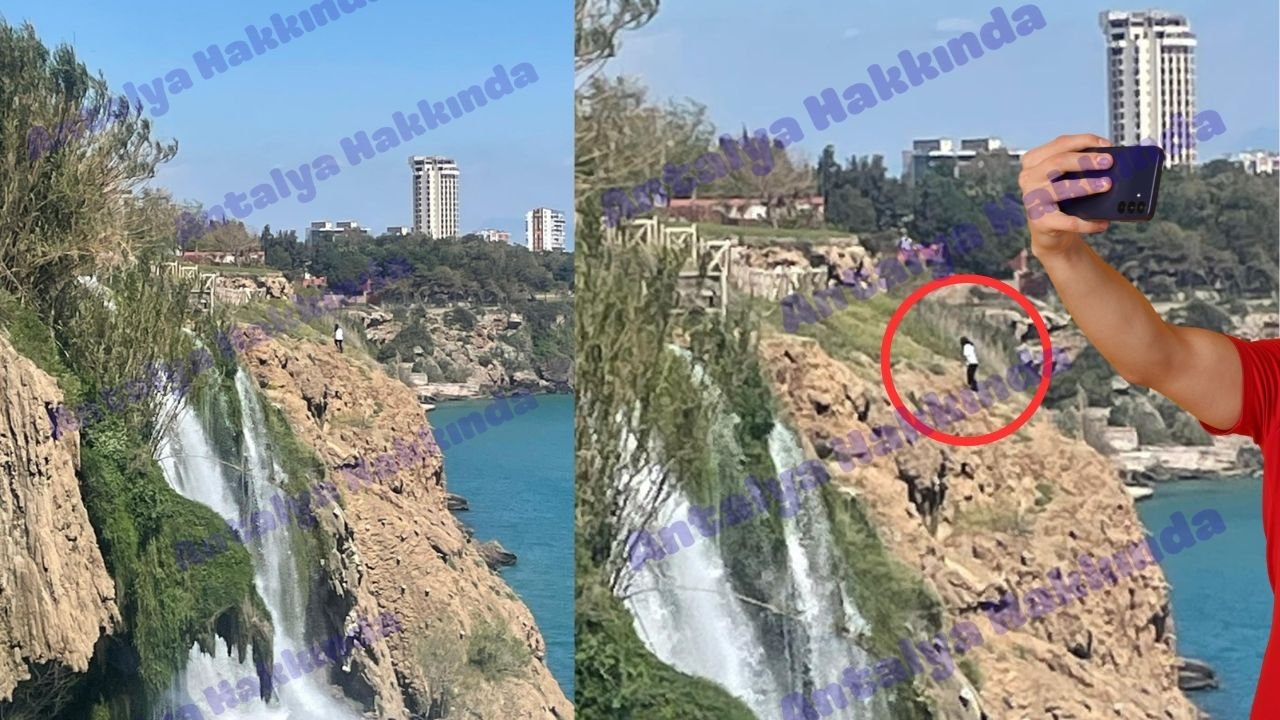 Antalya’da tehlikeli poz! Fotoğraf uğruna canını hiçe saydı