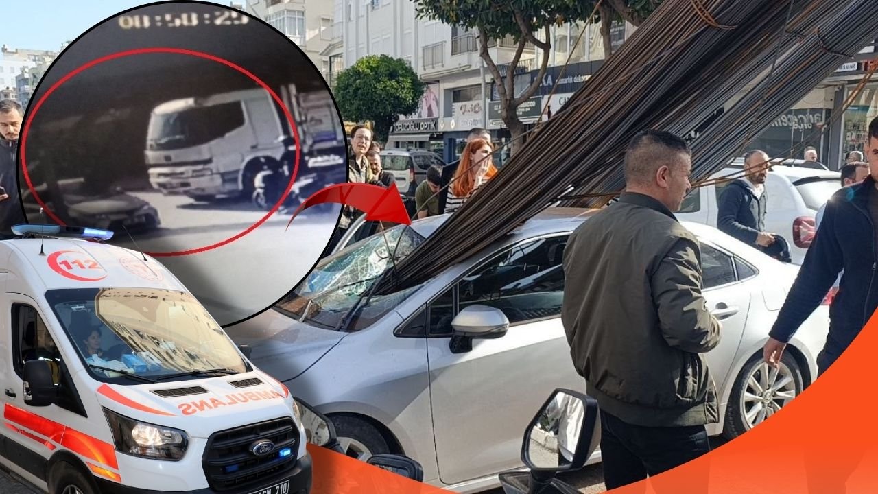 Antalya'da demir yüklü kamyon dehşeti! Ok gibi saplandı