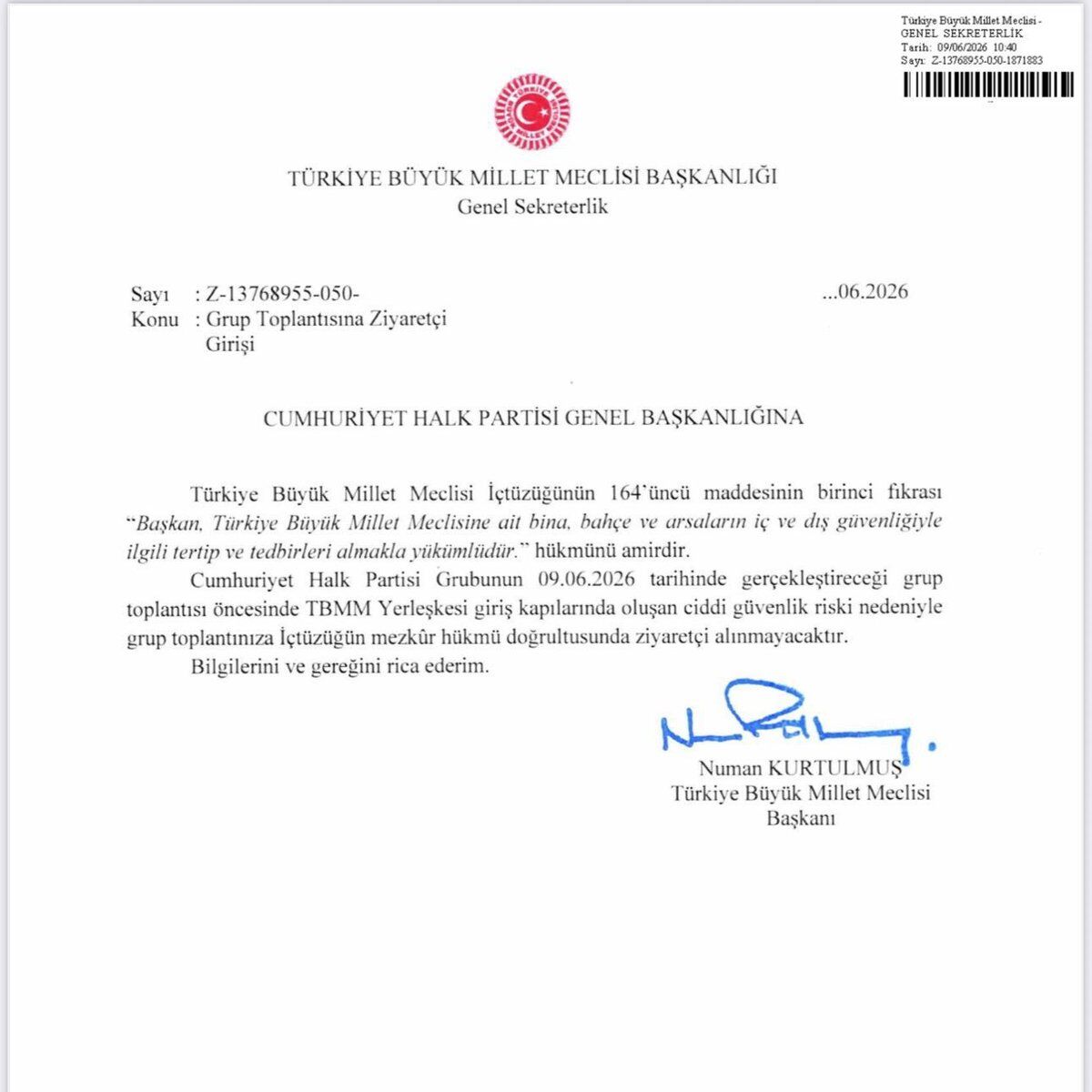 TBMM gerekçeli karar