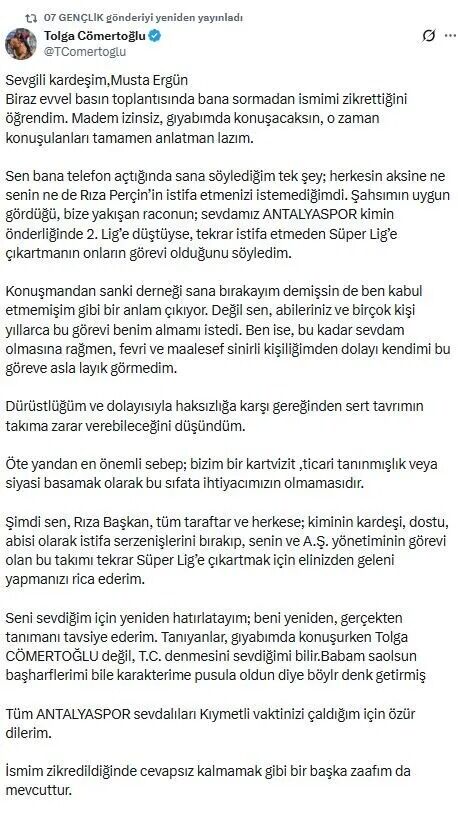 Cömertoğlu açıklama