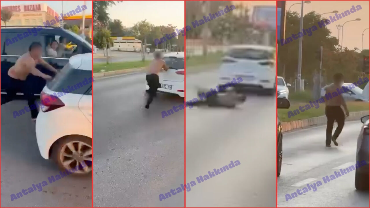 Antalya'da üstü çıplak şahıs trafiği birbirine kattı!