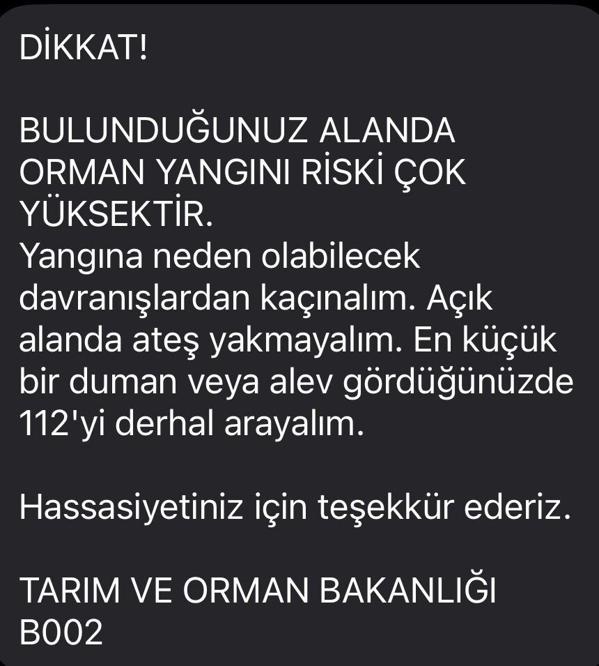 Sms Antalya Bakanlık Yangın