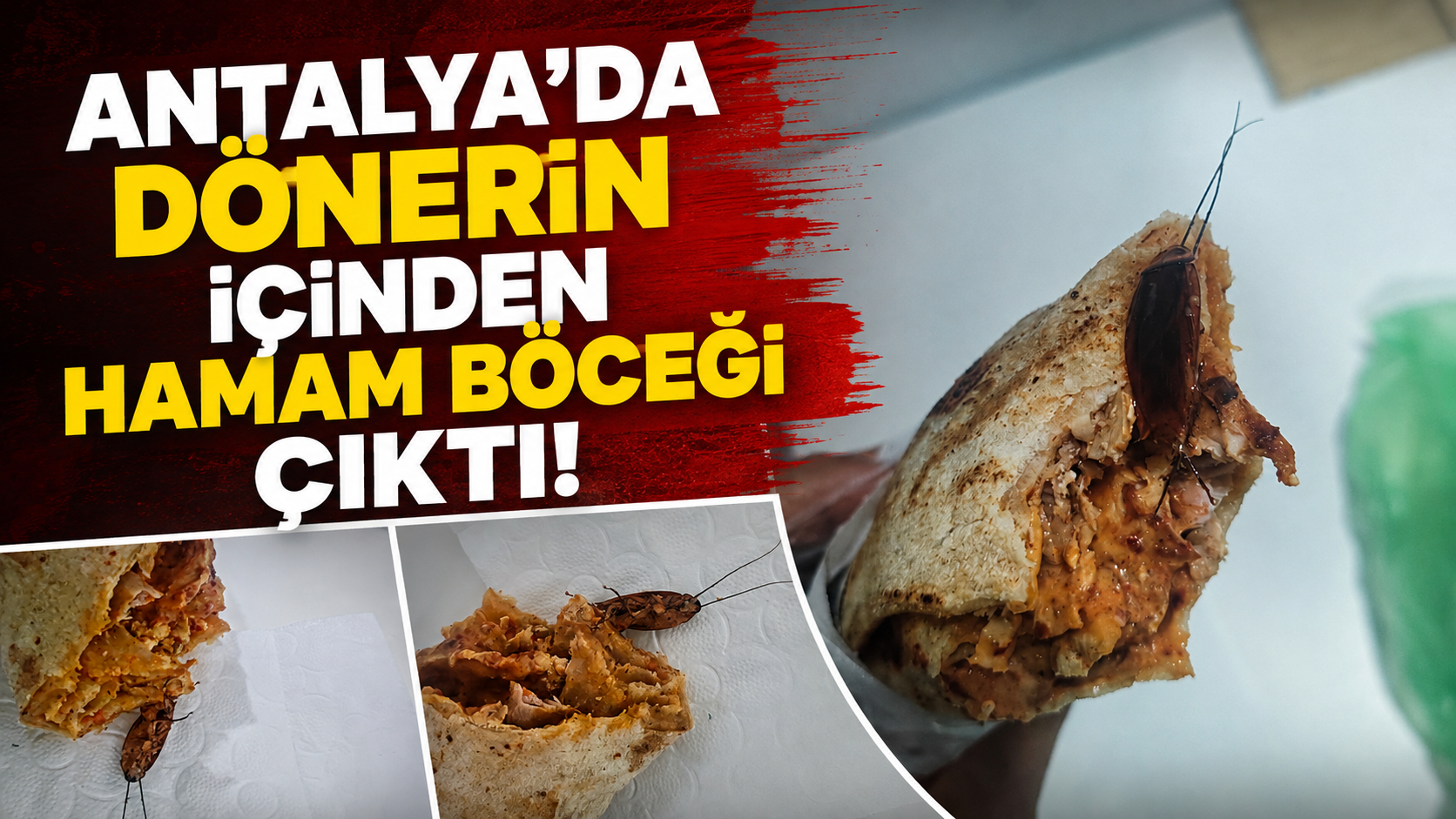 Antalya'da dönerin içinden hamam böceği çıktı!