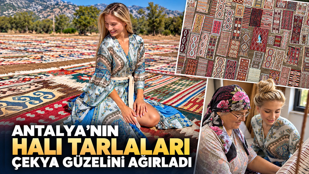 Antalya’nın halı tarlaları Çekya güzelini ağırladı