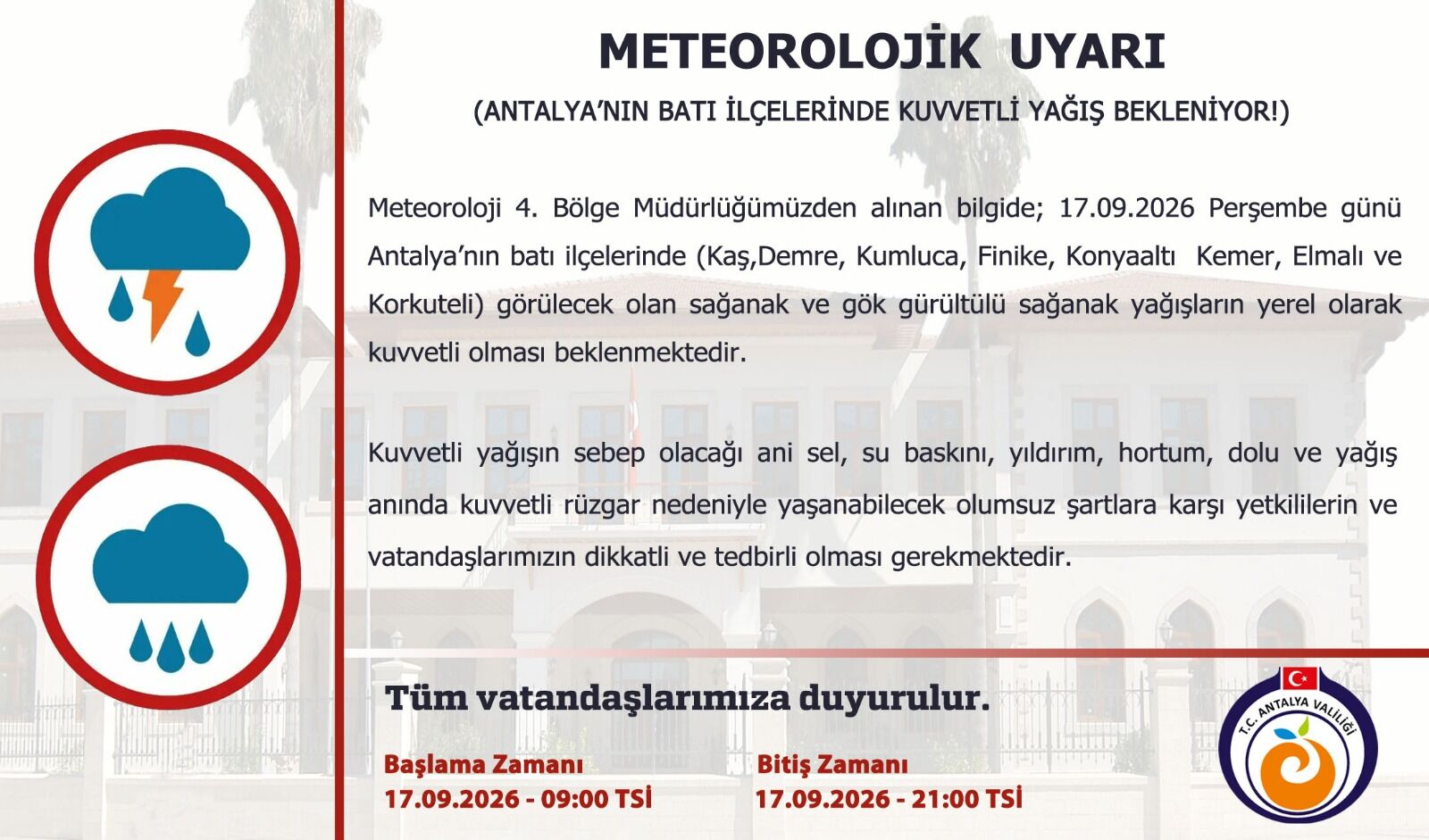Yağış Uyarısı