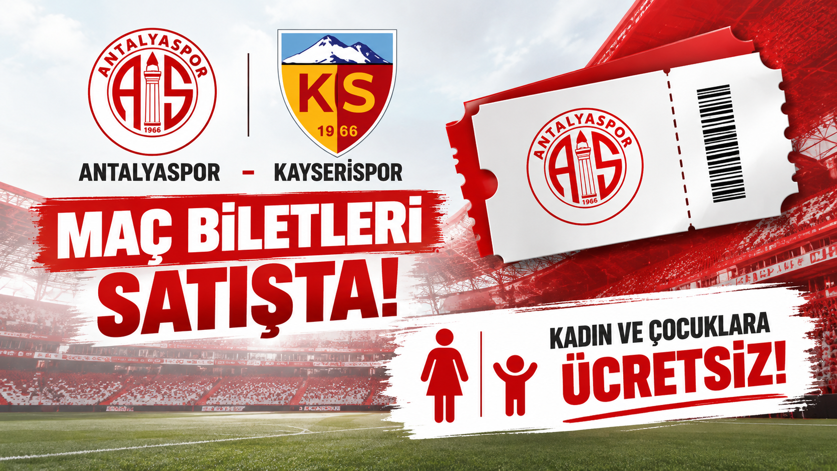 Antalyaspor-Kayserispor maç biletleri satışta: Kadın ve çocuklara ücretsiz!