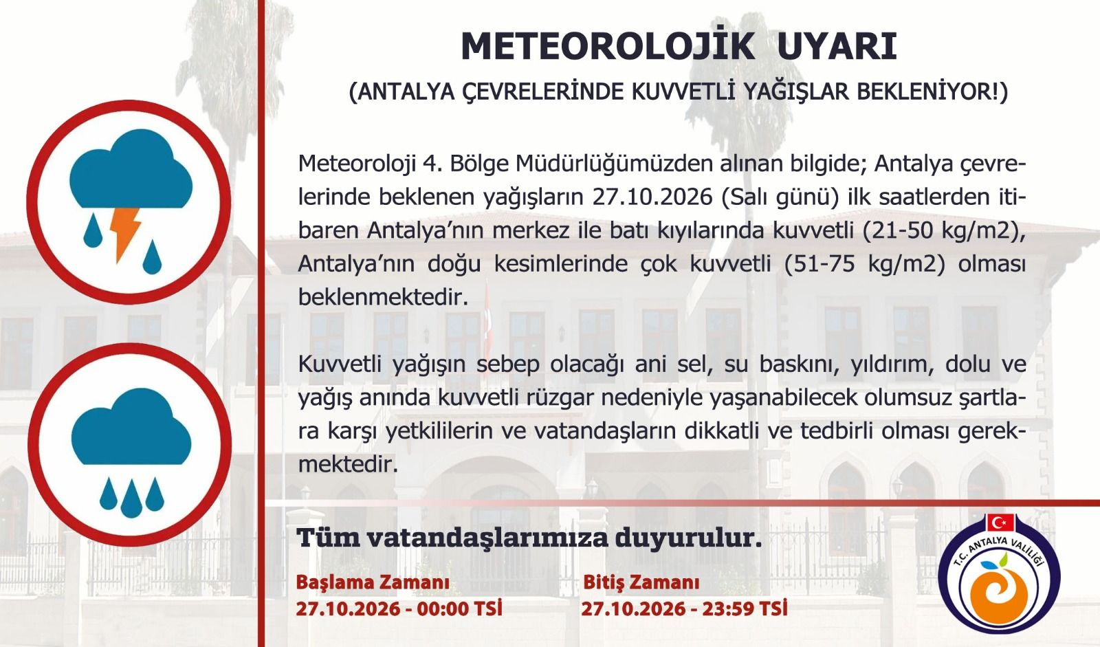 Hava Durumu27 Ekim Antalya