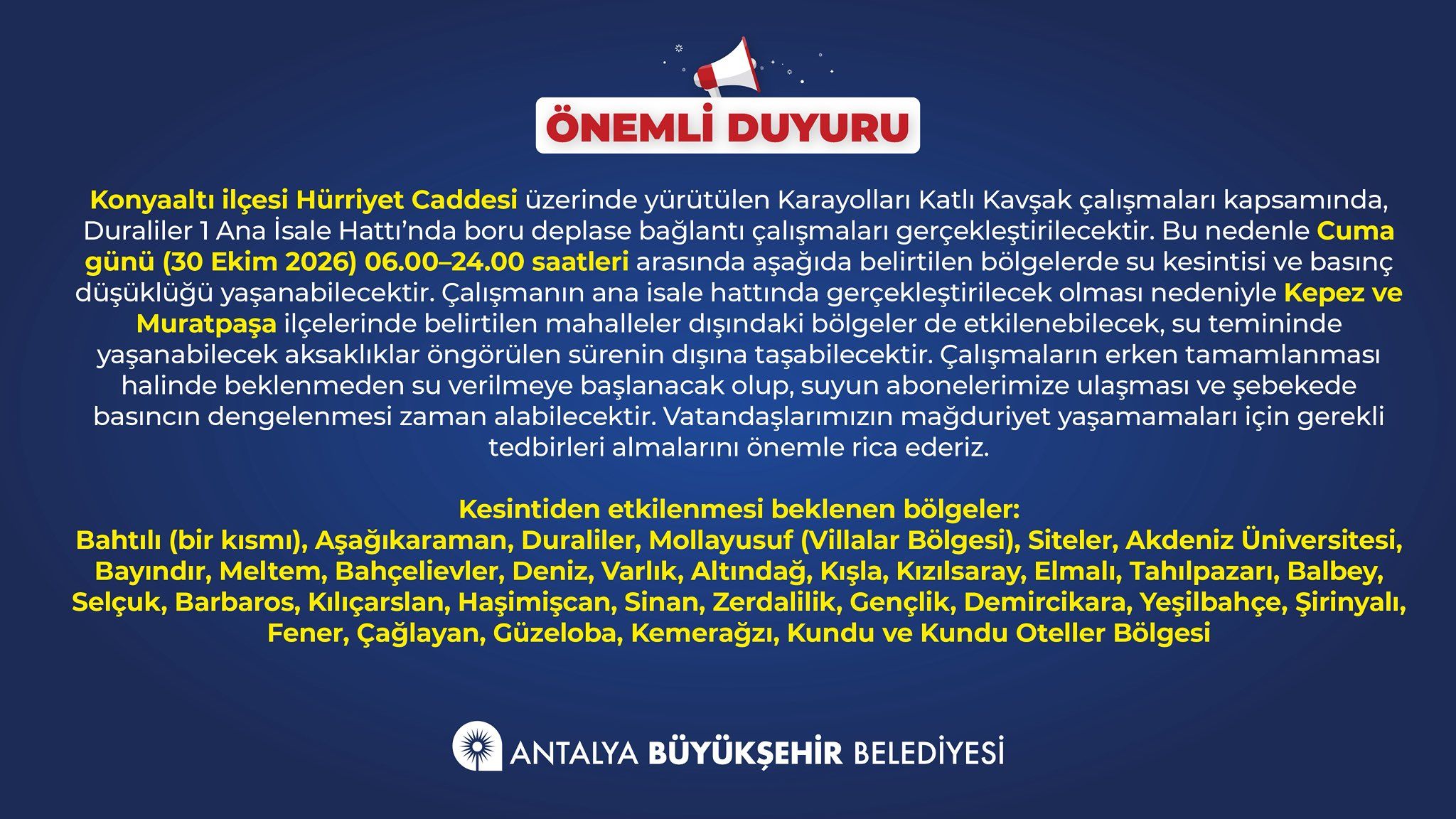 Su Kesintisi Antalya-1