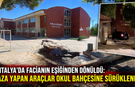 Antalya'da facianın eşiğinden dönüldü: Kaza yapan araçlar okul bahçesine sürüklendi!