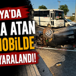 Antalya'da takla atan otomobilde 2 kişi yaralandı! O anlar kamerada