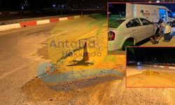 Antalya'da çukur kabusu: Seyir halinde iki lastiği yarıldı!