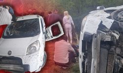 Antalya'da hafif ticari araç şarampole uçtu: 1'i ağır 6 yaralı!