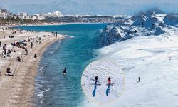 Antalya’da iki mevsim bir arada: Zirvede kar, sahilde deniz