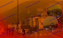 Antalya kırmızıya büründü! Kum fırtınası şimdi de Akdeniz'de görüldü