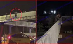 Antalya'da üst geçitte intihar girişimi! İşte o anlar