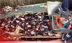 Isparta’da elma yüklü çekici devrildi: 1 kişi yaralandı!