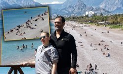 Antalya Konyaaltı Sahili’nde bahar ortasında yaz keyfi!