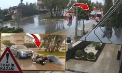 Antalya'da korkutan kaza kamerada: Motosiklet sürücüsü yaralandı