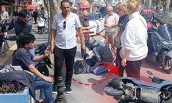 Antalya'da ölümden döndü: Motosiklet sürücüsü metrelerce sürüklendi