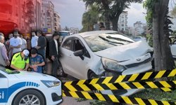 Antalya'da olası bir faciadan kaçmak için ağaca çarptı