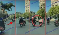 Antalya’da hareket halindeki motorcular birbirine böyle vurdu!