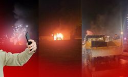 Antalya’da alev alan kamyoneti patlamalara aldırmadan görüntüledi