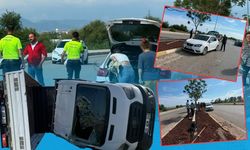 Antalya'daki feci kazada kamyonet yan döndü: 7 yaralı