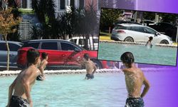 Antalya'da tehlikeli serinlik! Kavurucu sıcakta süs havuzuna atladılar