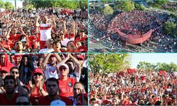 Antalya'da Olbia Kent Meydanı’nda dev ekranda maç izlendi!