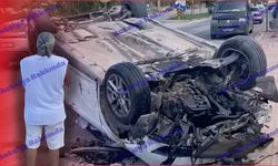 Antalya'da takla atan otomobil kullanılamaz hale geldi!