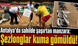 Antalya'da dev dalgalar oluştu: Şezlonglar kuma gömüldü!