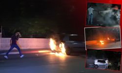 Antalya'da otomobil alev topuna döndü: Mahalleli su şişesiyle yangına koştu!