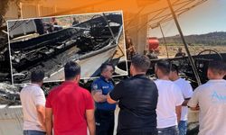 Antalya'da karaya çekilen tekne alev alev yandı