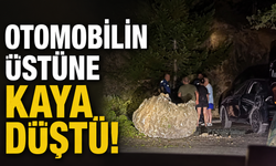 Antalya'da otomobilin üzerine kaya düştü!