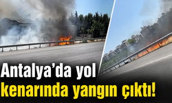 Antalya'da yol kenarında yangın çıktı! İşte o anlar