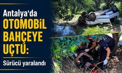 Antalya'da otomobil bahçeye uçtu: Sürücü yaralandı