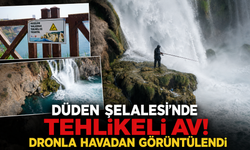 Düden Şelalesi'nde tehlikeli av! Dronla havadan görüntülendi