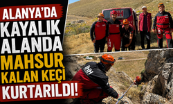 Alanya’da kayalık alanda mahsur kalan keçi kurtarıldı!