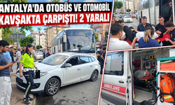 Antalya'da otobüs ve otomobil kavşakta çarpıştı! 2 yaralı