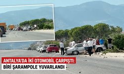Antalya'da iki otomobil çarpıştı: Biri şarampole yuvarlandı